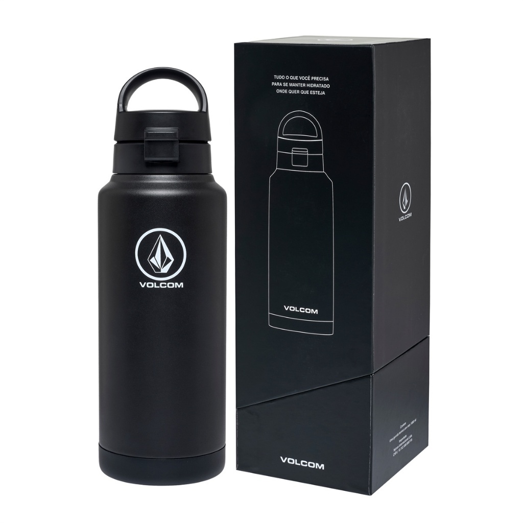 Garrafa Volcom 1l Térmica Esportiva De Aço Inoxidável Com Isolamento A Vácuo
