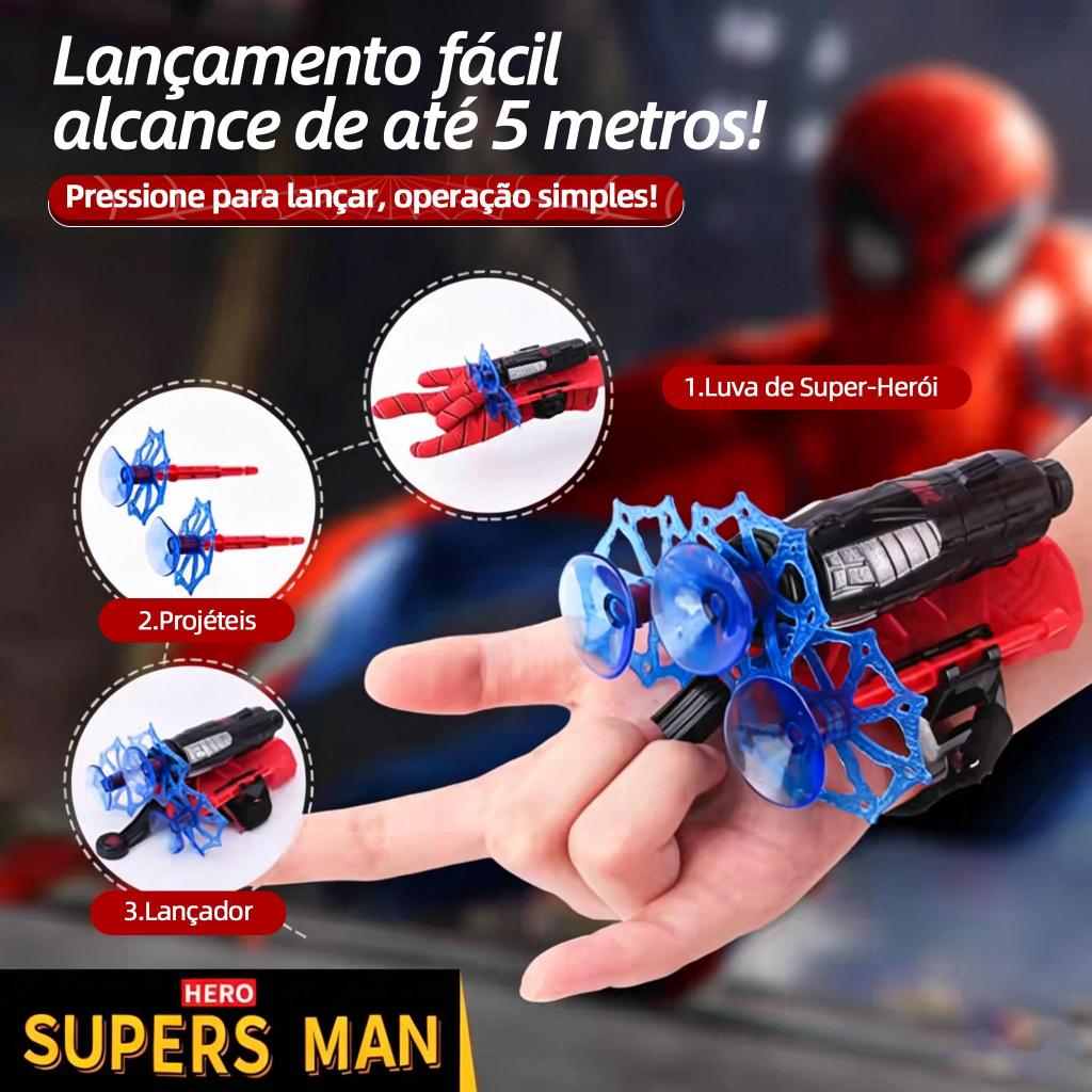 DLI Luva Lançador de Teia Homem Aranha Brinquedo Infantil Lança Dardo com Ventosa