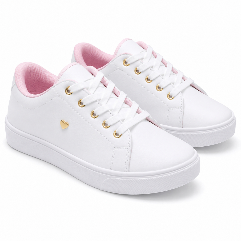 Tênis Feminino Casual Confortável Sola Reta Pucks Promoção Moda
