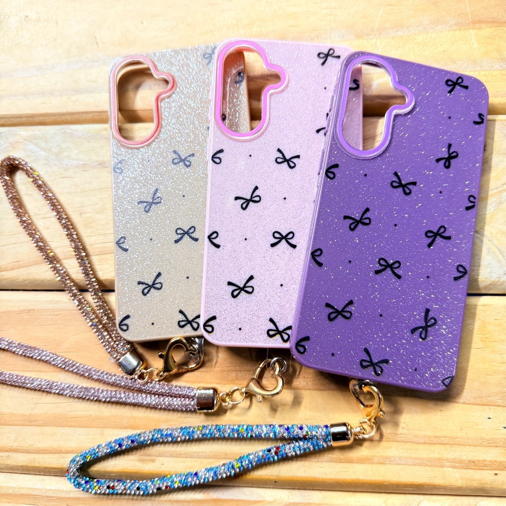 Capa Capinha Samsung Galaxy A15 / Samsung GAlaxy M15  Silicone Aveludada Lacinho com Brilho e Cordão em Strass