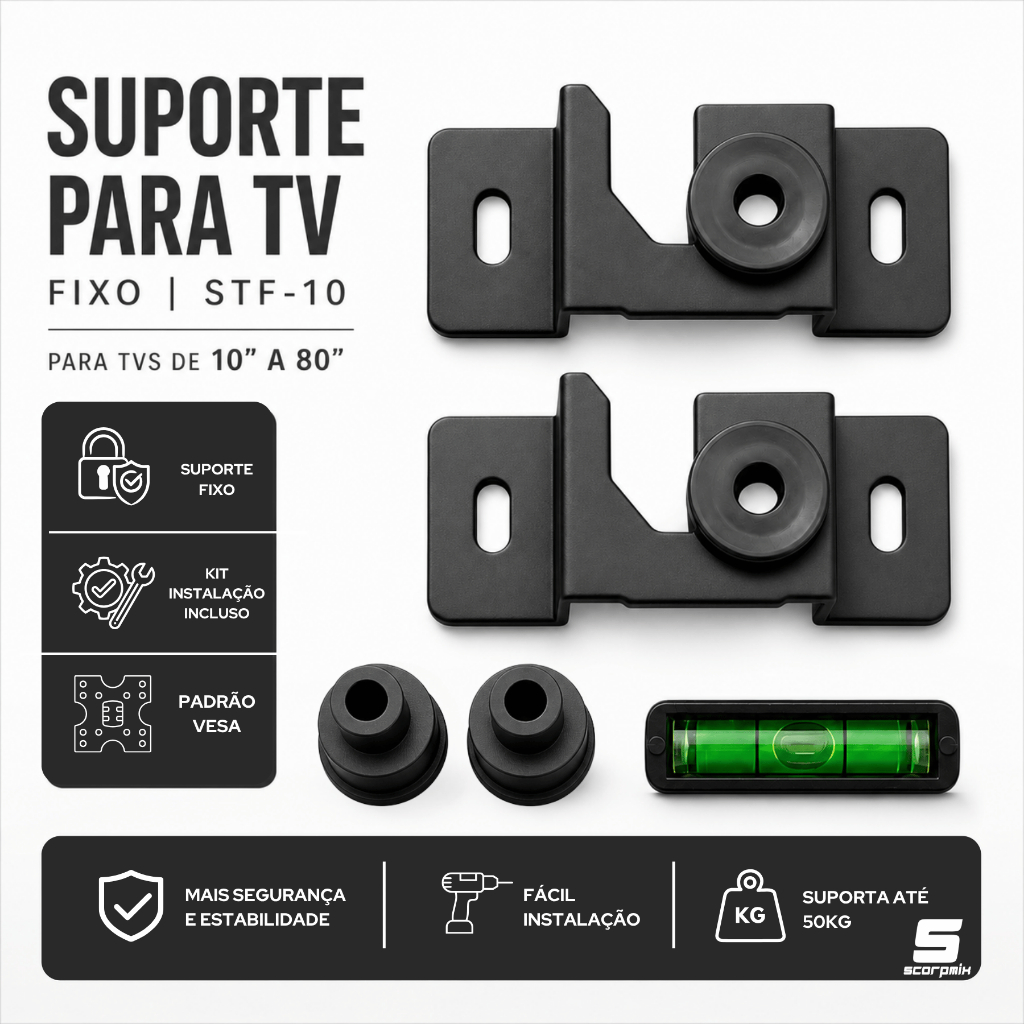 Suporte Televisão Parede Smart TV 10 a 80" Polegadas Padrão Vesa Aço Carbono