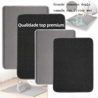 Tapete de Areia para Gato 78x62cm EVA Silicone Dupla Camada Impermeável Lavável Fácil Limpar Compatível Caixa de Areia