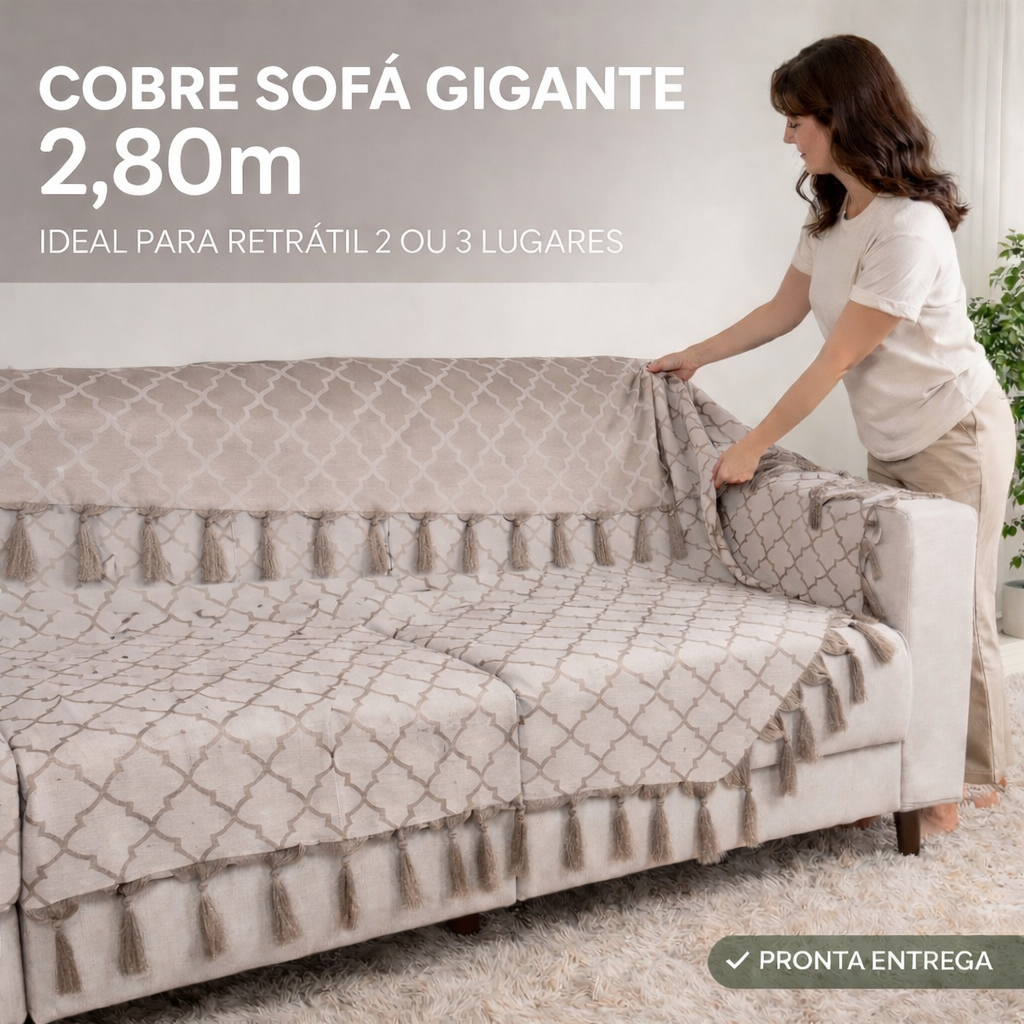 Manta para Sofá Grande 2,80×2,50 Jacquard | Cobre até 2,40m | Decorativa e Protetora