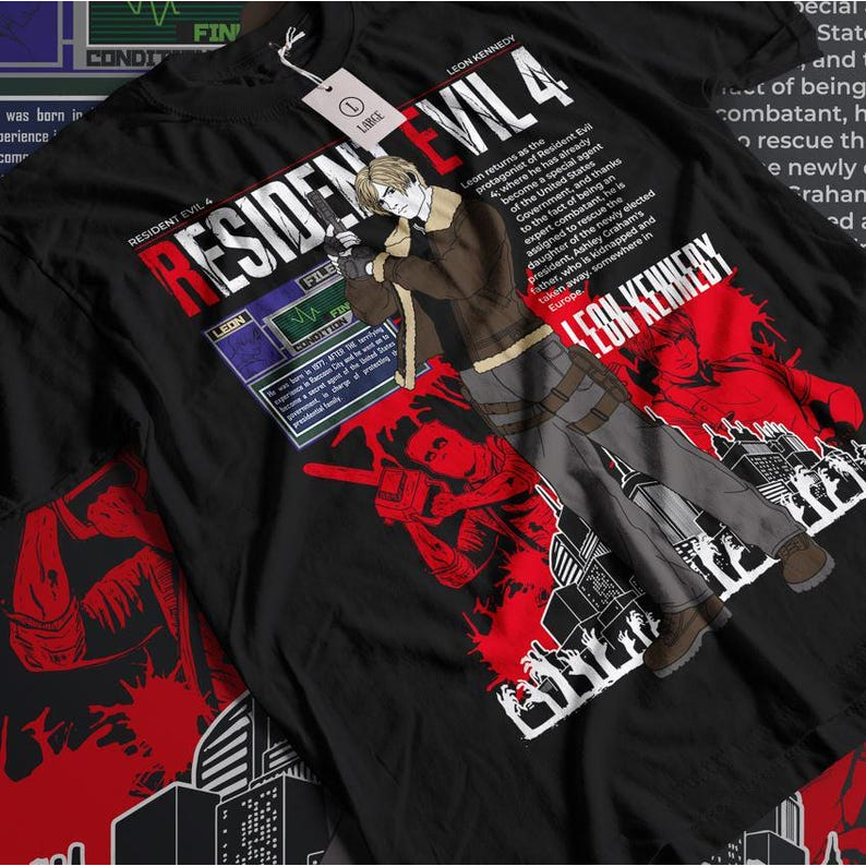 Camiseta Basica e OVERSIZED Leon Kennedy Biohazard Resident Evil 4 Umbrella Anime Unissex