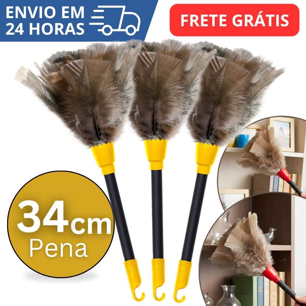 Espanador Pó Pena 34 Cm Limpa Poeira Moveis Casa