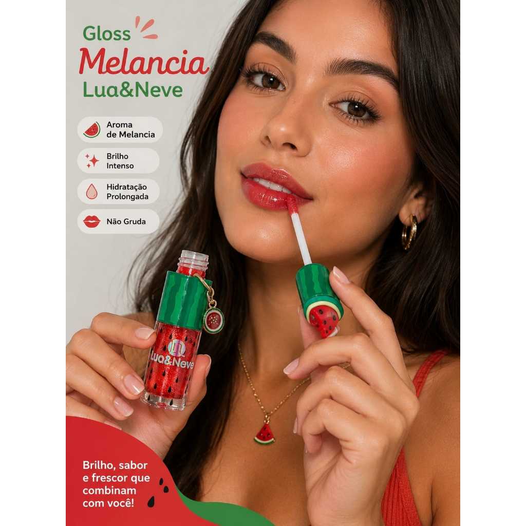 Gloss Melancia Lua&Neve Com Chaveiro Cute Brilho Labial