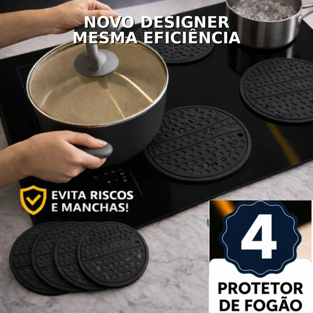 Kit 2 4 Protetor Silicone Fogão Indução Cooktop Antiderrapante Almofada Protetora Resistente Calor