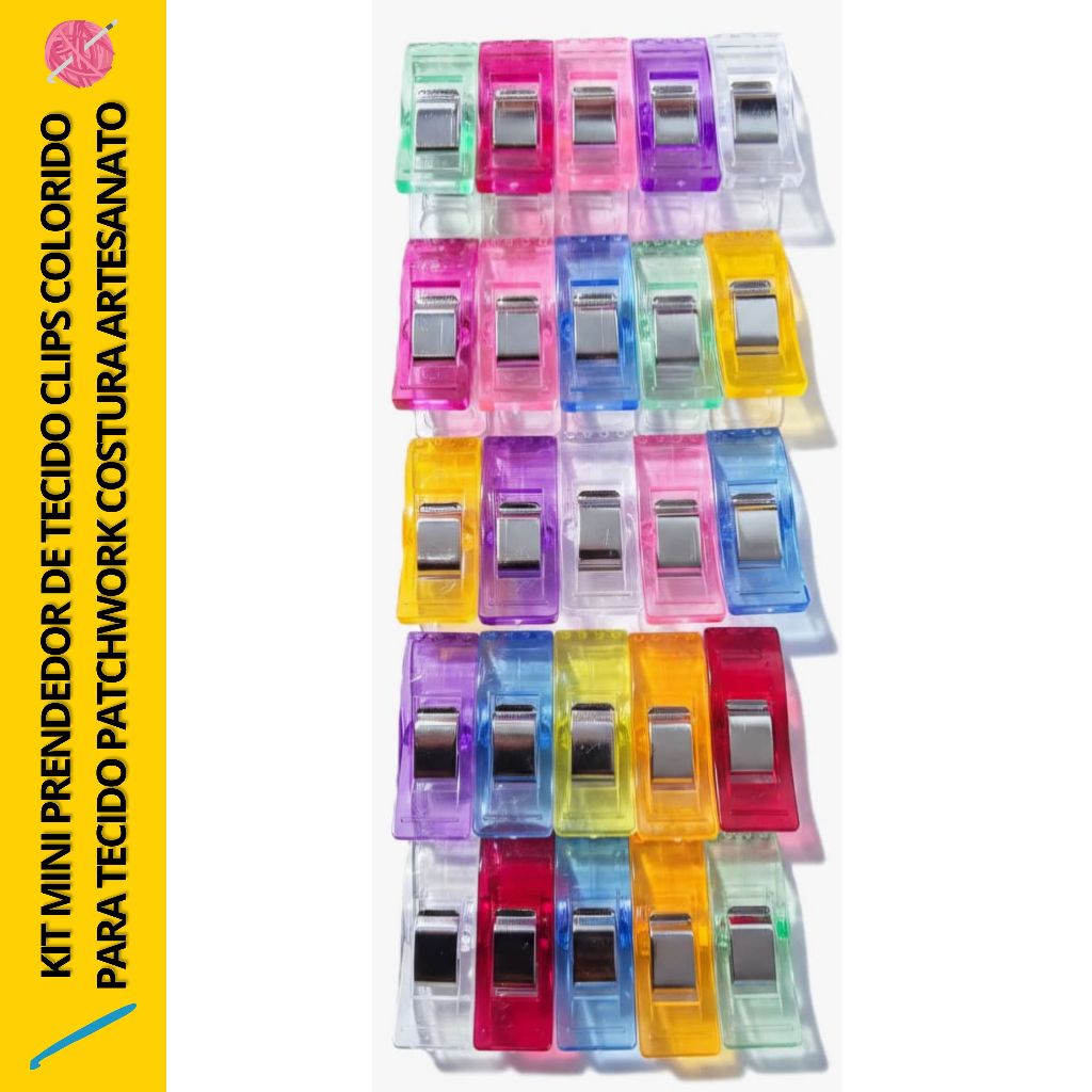 Kit 25 ou 50 Mini Prendedor de Tecido Clips Colorido Para Tecido Patchwork Costura Artesanato