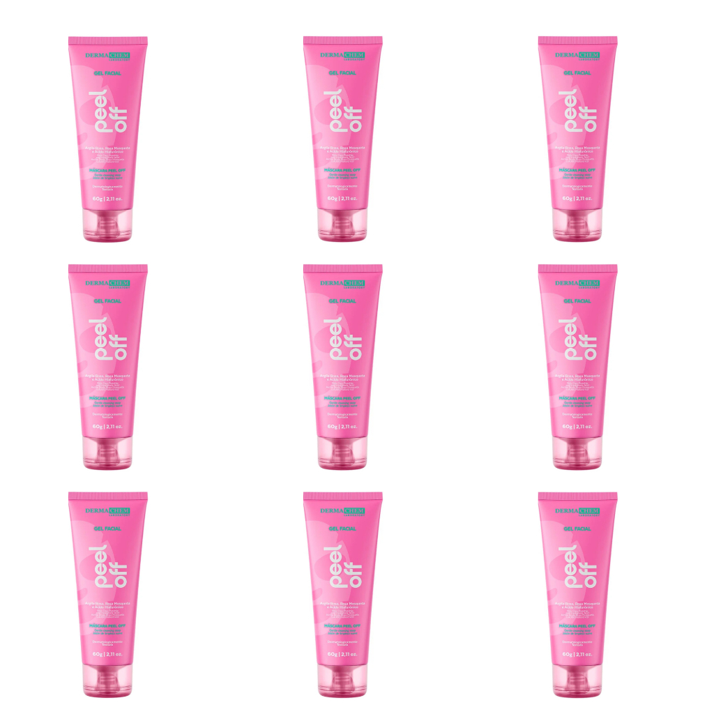 Box 9 Gel Peel Off Rosa Mosqueta E Argila Rosa Efeito Diamante - ATACADO