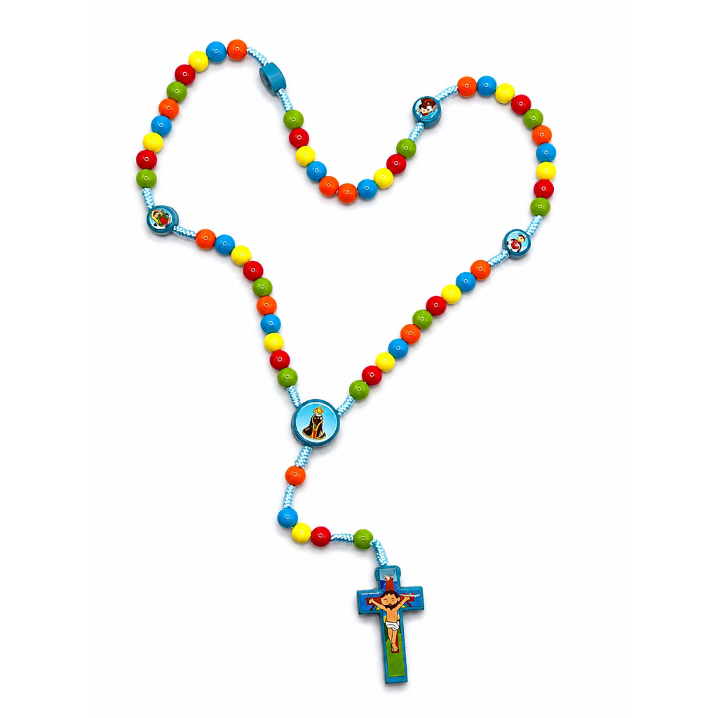 Kit 12 Terços Infantis Coloridos com Caixinha individual Rosário Infantil Católico para Crianças Catequese Lembrancinha