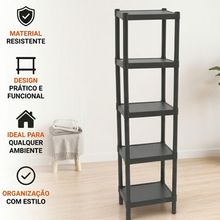 Prateleira Organizadora 5 Andares Preta Multiuso Moderna e Versátil | Banheiro, Cozinha, …