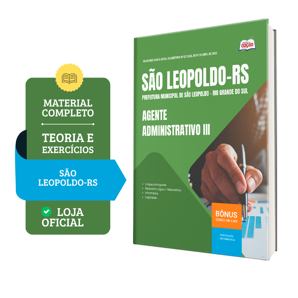 Apostila Prefeitura de São Leopoldo - RS - 2026 - Agente Administrativo III
