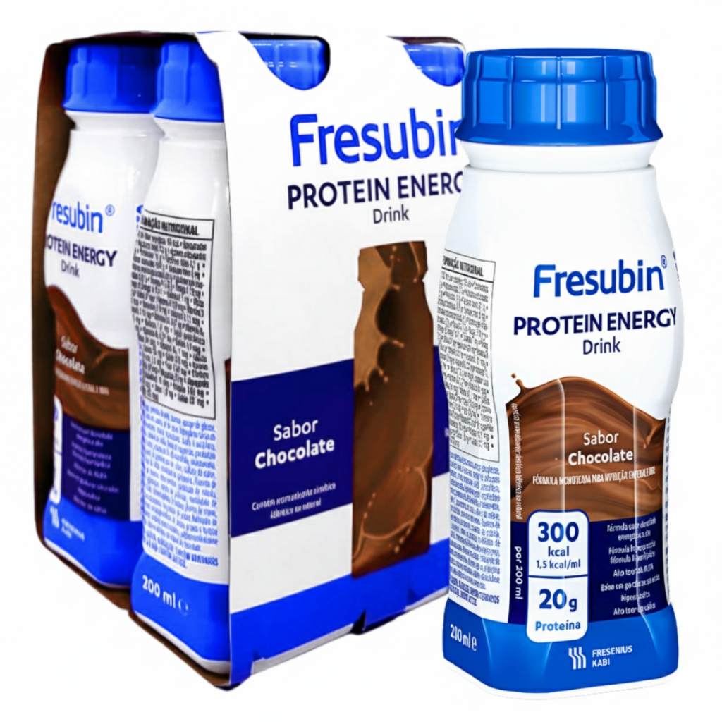 Suplemento Fresubin Protein Energy Chocolate - Kit 4x 200ml Proteina Calorias Idoso Adulto Recuperação Peso Massa Magra