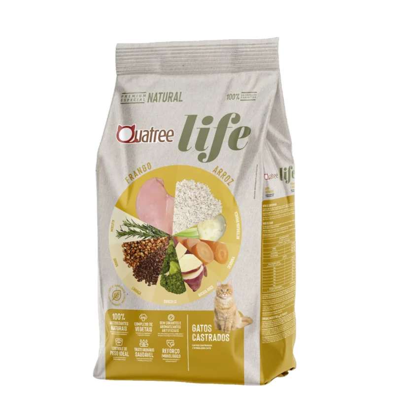 Ração Quatree Life Gatos Castrados Frango e Arroz - 10,1kg