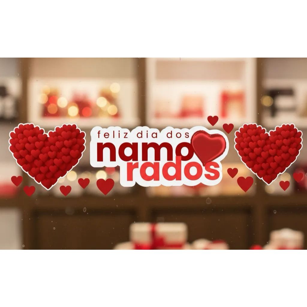 Adesivo  “ Feliz Dia Dos Namorados” para Vitrine - 100x25cm - M