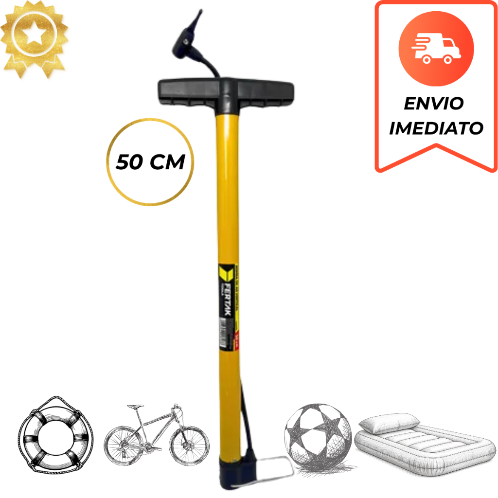 BOMBA DE AR ENCHER PNEU BICICLETA MANUAL 50CM PROFISSIONAL | ENCHIMENTO RÁPIDO | PNEU, BOIA E BOLA