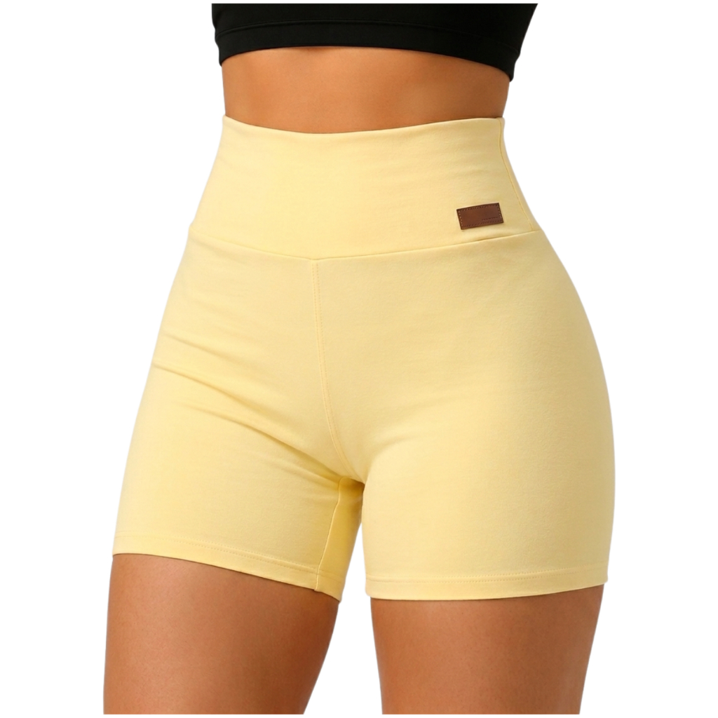 Shortinho Sem Bolso Fitness Cintura Alta empina Bumbum Treino Corrida  Poliamida Zero Transparência