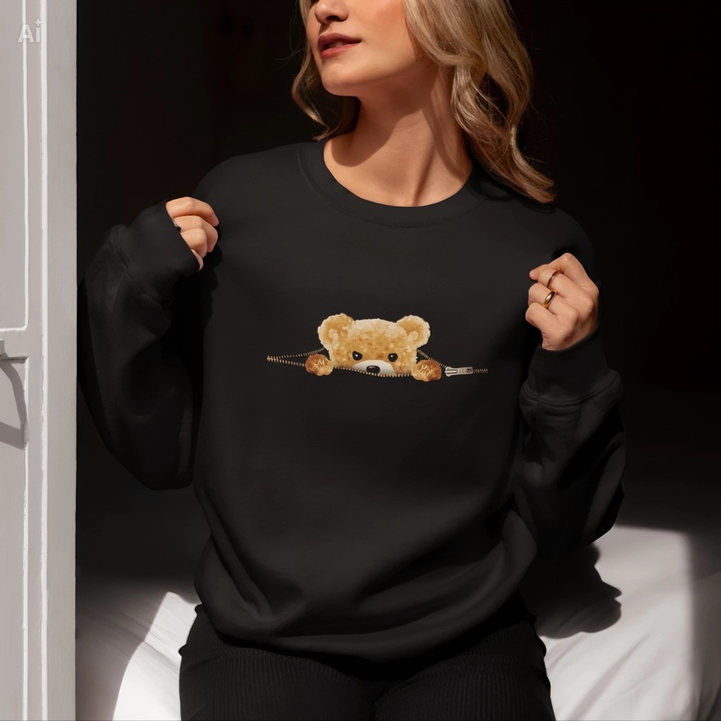 Moletom Blusa Frio Feminino Urso Carinhoso Sueters Algadao Alta Qualidade Casual