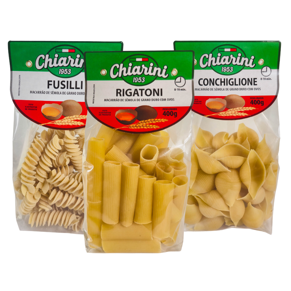 Kit Macarrão Fusilli, Rigatoni E Conchiglione