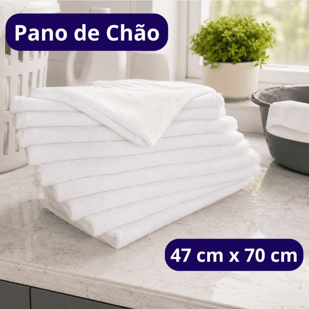 Pano De Chão Branco Grande Grosso Atacado Saco Duplo 47 cm x 70 cm Alta Qualidade Oferta