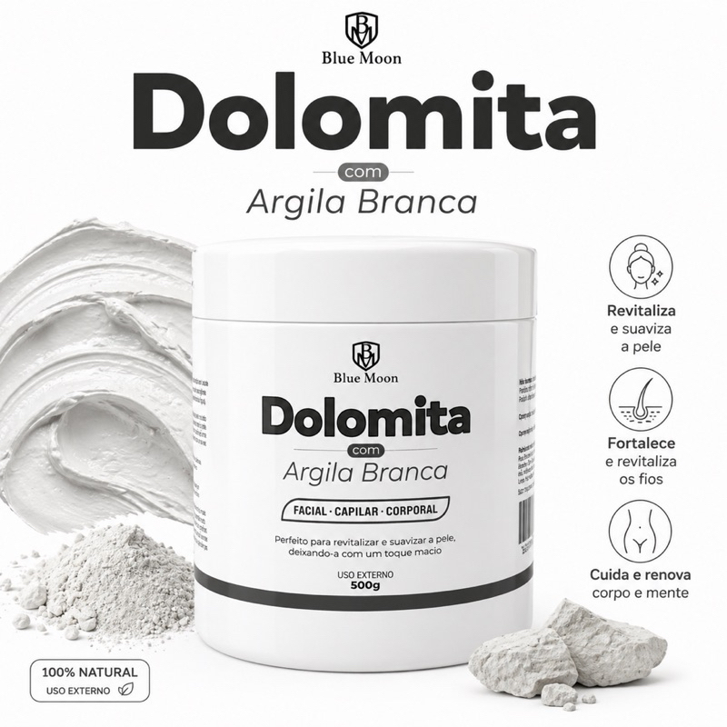 Máscara Facial Argila Branca /preto/verde Blue Moon Clareadora Limpeza Suave Ilumina e Suaviza a Pele 500g