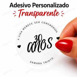 ADESIVO TRANSPARENTE PERSONALIZADO COM SUA LOGO | VINIL À PROVA D’ÁGUA | ETIQUETA ADESIVA…