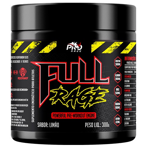 Suplemento Em Pó Pro Rage Pré-treino (Aminoácidos Beta Alanina Creatina Cafeína) Sabor Limão 300g