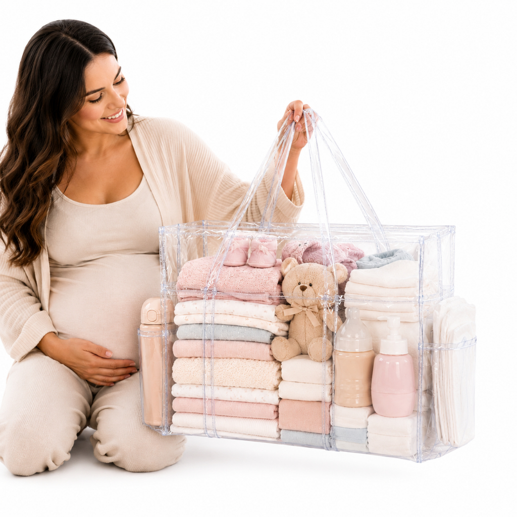 Bolsa Maternidade Transparente Grande Bebê Organizador Roupa Fralda PVC