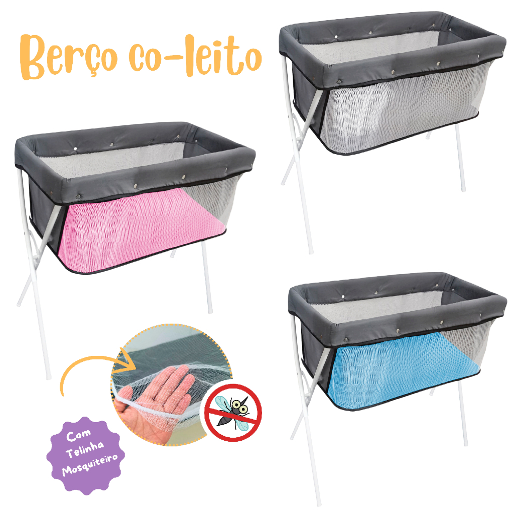 Berço Co-Leito Portátil Moises Infantil Recém-Nascido Bebê Com Mosquiteiro Até 9kg Scorpion