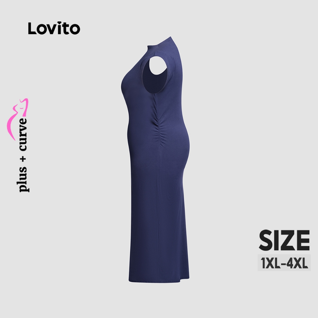 Lovito Vestido Feminino Midi de Malha Plus Size DRB1044BRL1074 · foto 2
