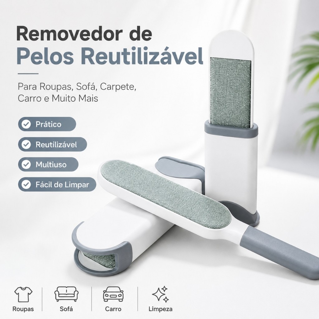 Removedor de Pelos Reutilizável para Roupas Sofá Carpete Carro e muito mais