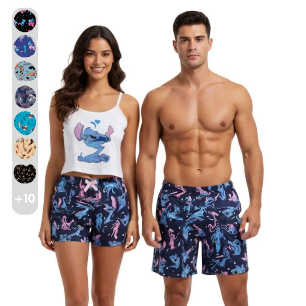 Kit Pijama Casal  Pijama Feminino e Samba Canção  Masculin  Kit Namorados