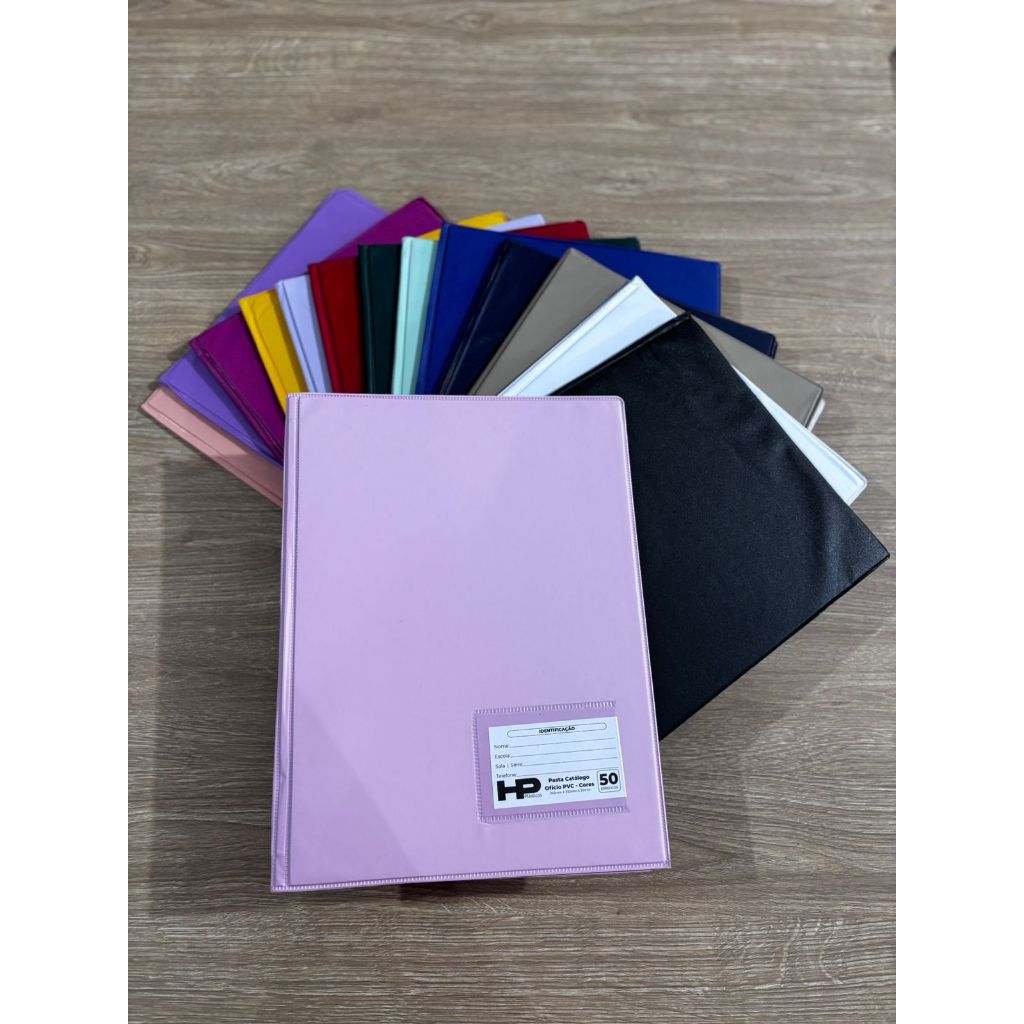 Pasta Catálogo HP Plásticos A4 com 100 plásticos - Diversas Cores