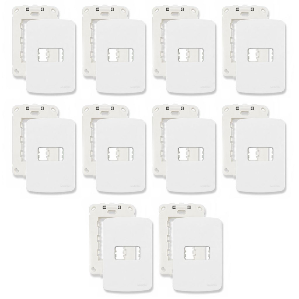 Kit 10 Placa + Suporte Margirius B3 4x2 1 Posto Horizontal Branco Para Tomada Interruptor Original — oferta na Shopee