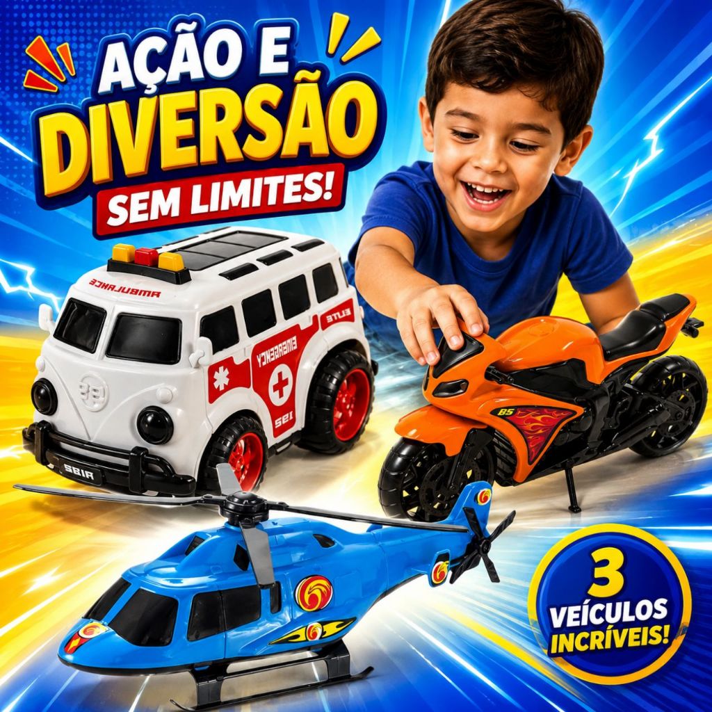 Kit Carrinho Brinquedos De Menino Moto Helicóptero Carro Brinquedos Motocicleta Brinquedo Infantil
