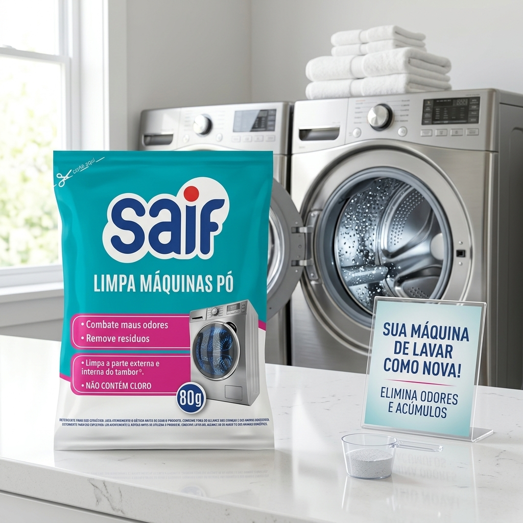 Limpa Maquina de Lavar Roupa Saif 80g Tira Odor Remove Sujeira Limpa Higieniza