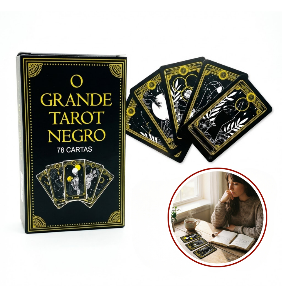 Taro Negro 78 Cartas De Marselha Oráculo Com Manual 78 O grande Tarot Negro
