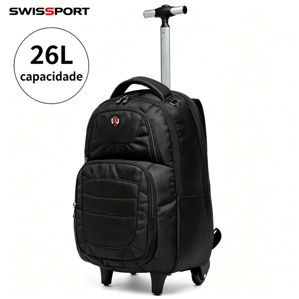 Mochila Swissport Rodinhas Reforçada Executiva Notebook