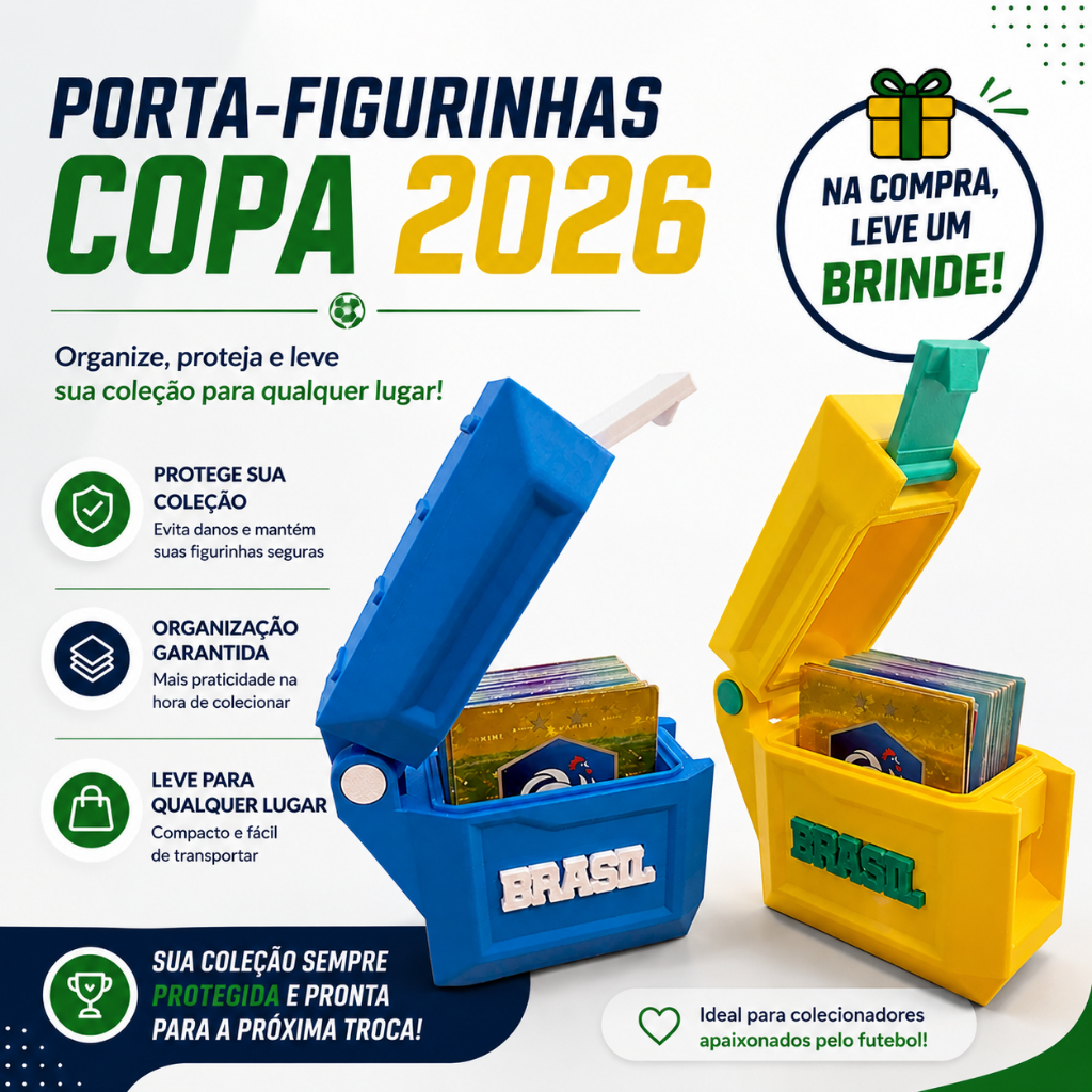Porta Figurinhas Copa do Mundo 2026 Box Organizador Proteção Coleção Premium