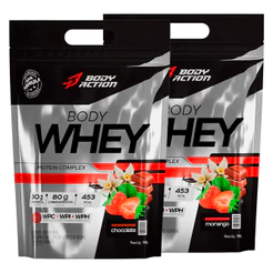 Kit 2x Body Whey Protein Complex Refil 900g Bodyaction (Concentrado, Isolado, Hidrolisado, Crea-Atp)