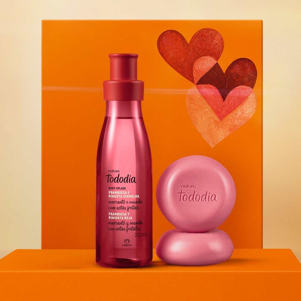 Kit Presente Natura Tododia Framboesa e Pimenta Vermelha Body spray+Sab 2 unidades