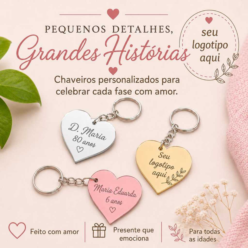 Kit Chaveiro Personalizado Lembrancinha para Casamento Aniversário Namorados Brindes Corporativo Salão
