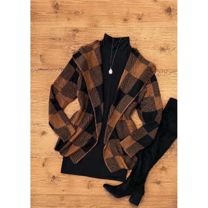 Casaco Xadrez Casaco Tricô Casaco Lanzinha Casaco  Casaco De Lã Blusa De Frio