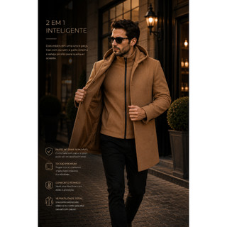 sobretudo com lapela masculina elegante social inverno premium