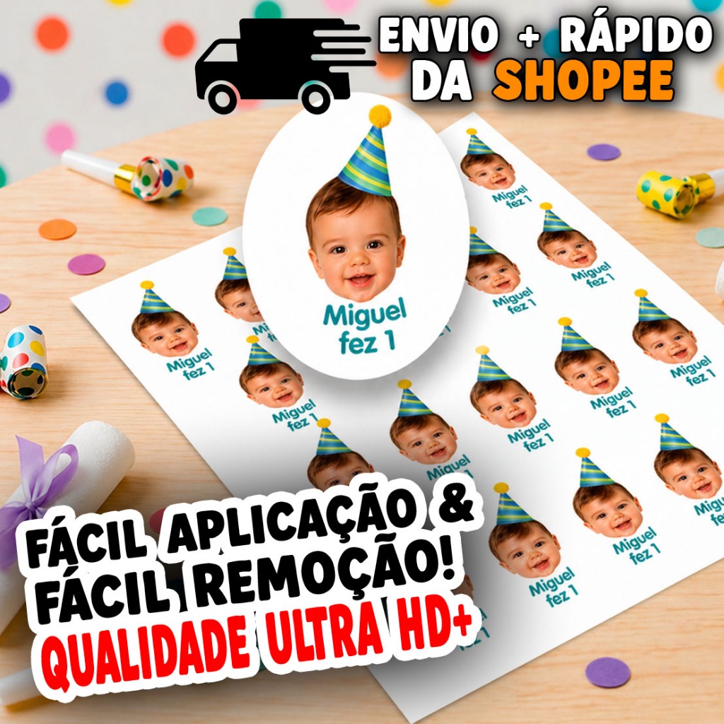 Detalhes do KIT 60 Tatuagens Temporarias Personalizadas para Aniversário
