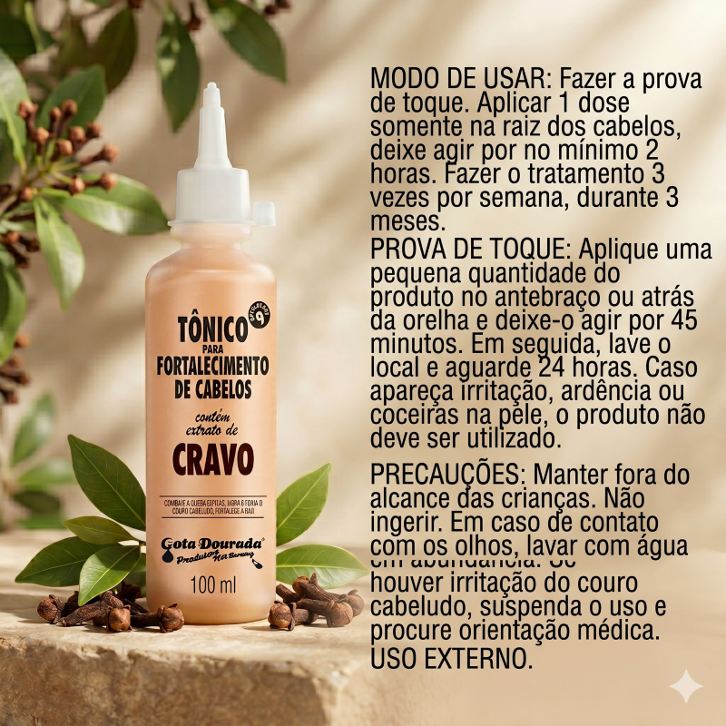Tônico Cravo Gota Dourada 100ml - Limpeza e Equilíbrio dos Fios · foto 2
