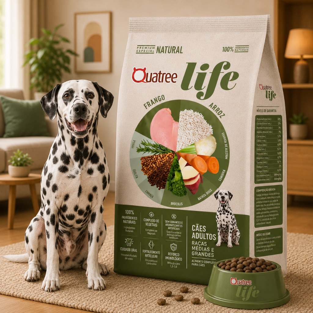 Ração Para Cachorro 15kg Quatree Life Adulto Raças Medias e Grandes Frango 24...