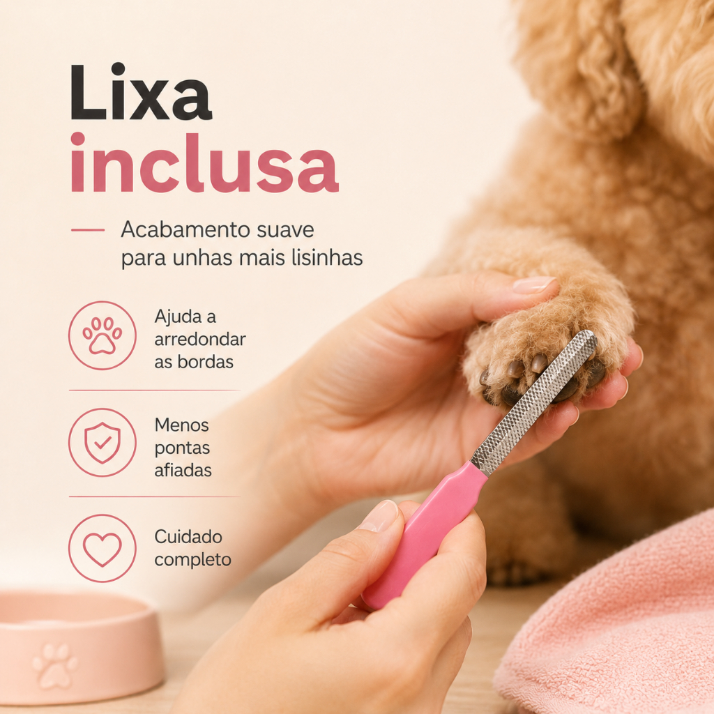 Kit Alicate + Lixa Unhas Cortador Pet Gato Cachorro Higiene Lixador Cuidados Cabo Ergonomico — imagem 2 de 2