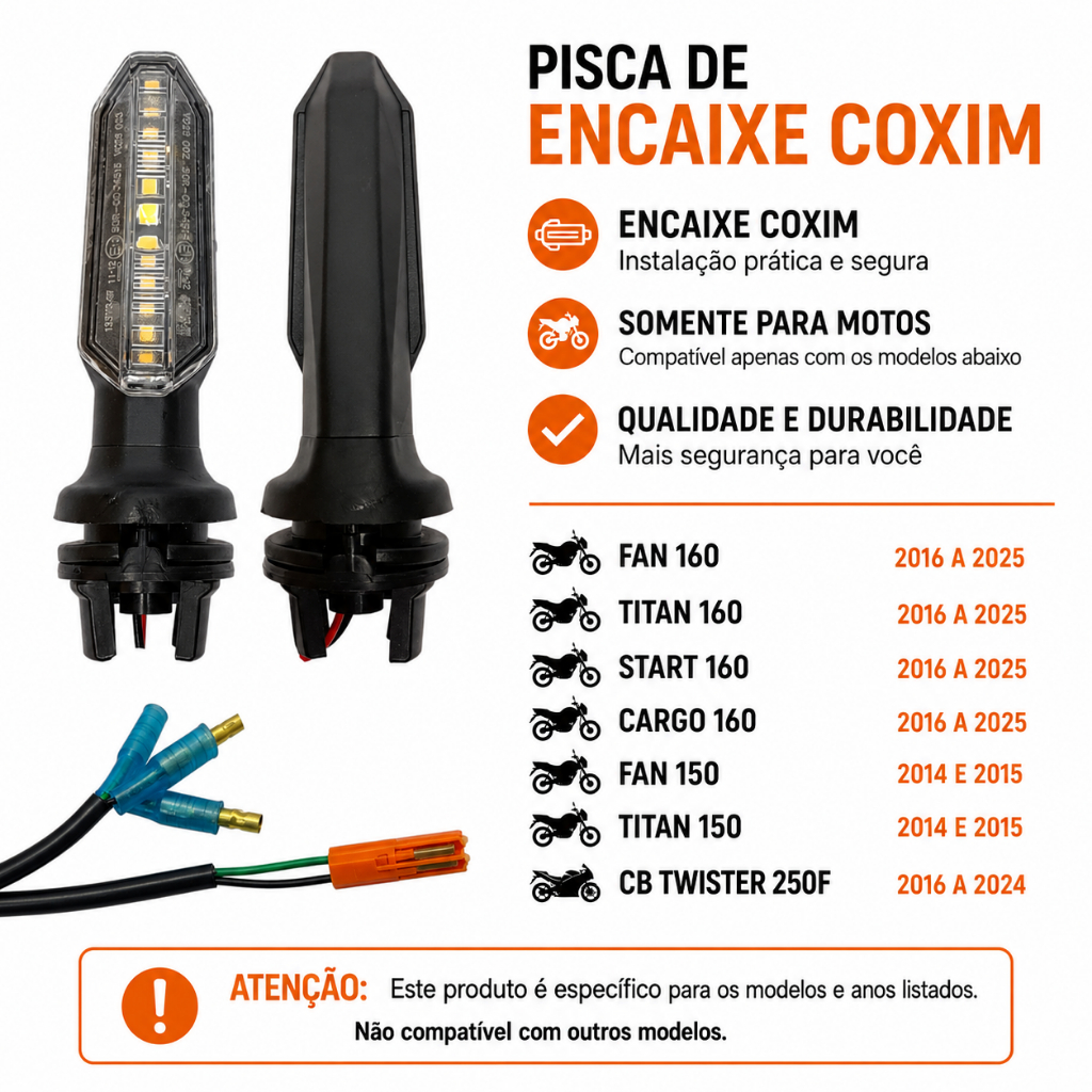 Kit 4 Pisca Led Cb Twister 2016 + 4 Adaptadores de Pisca Led + 1 Rele 2 Pinos 12v Cg Titan Fan 160 — imagem 2 de 2