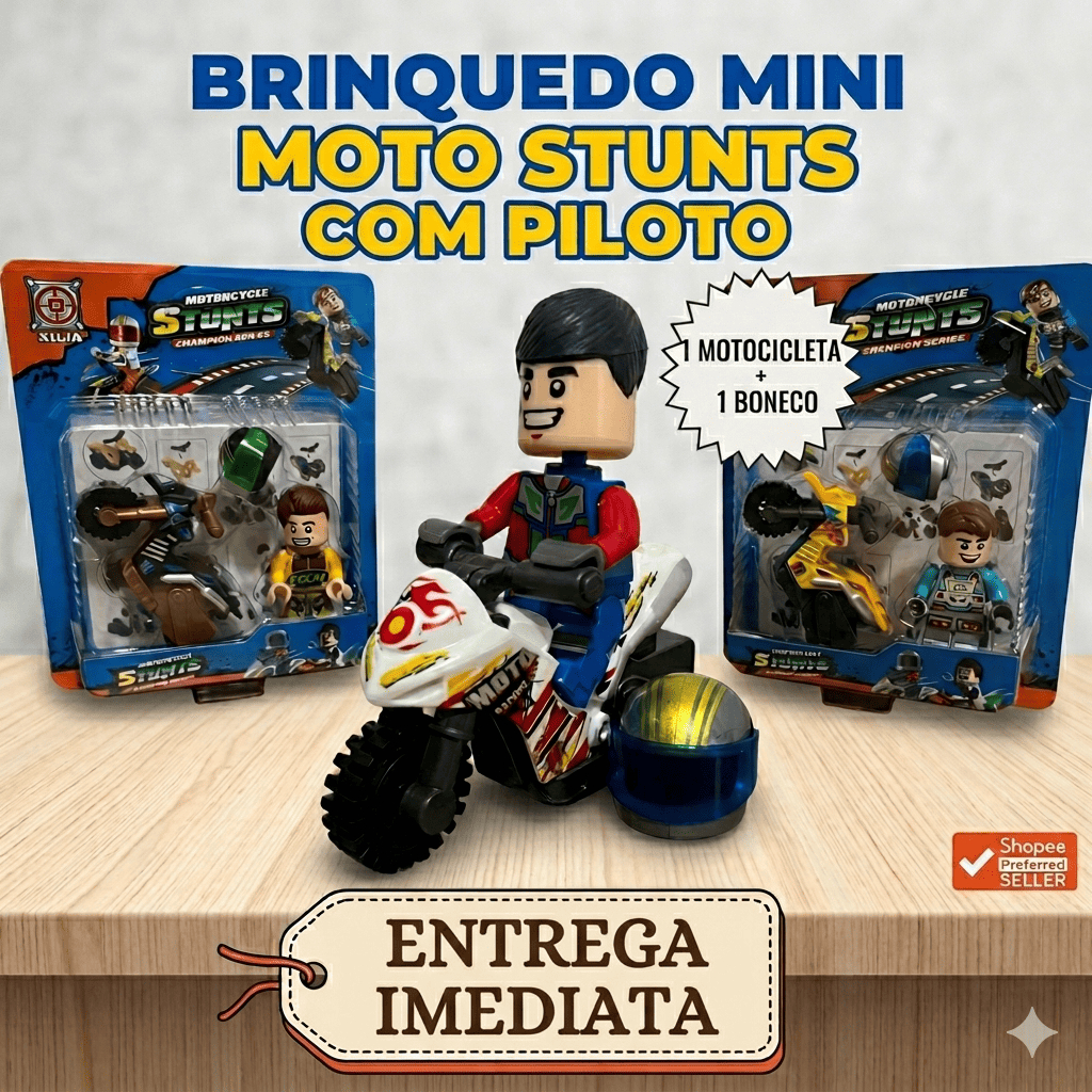 🏍️ Brinquedo Menino Infantil Crianças Educativo Articulado Boneco c/ Moto de Acrobacias Motorcycle Stunts Envio Imediato